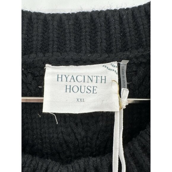 Hyacinth House by Tuckernuck Black Talulah Feather Sweater XXL 2XL Crew Pullover - Picture 4 of 7